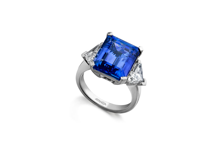 Emerald Tanzanite Trilogy Ring