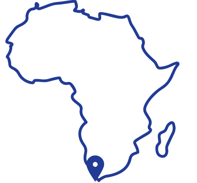 Outline of Africa with a blue border on a white background