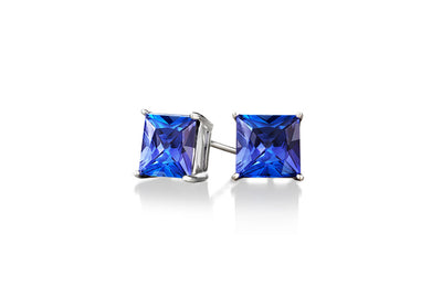 Square Tanzanite Studs