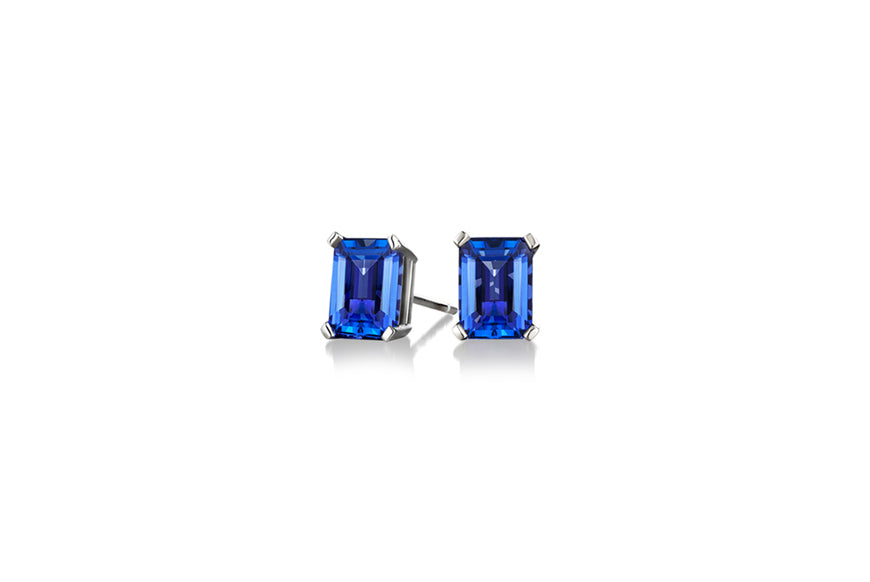 Emerald Tanzanite Studs