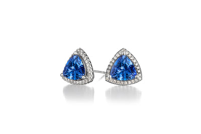 Trilliant Halo Earrings