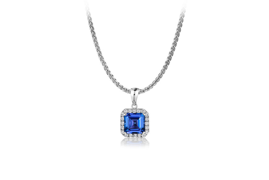 Square Emerald Micro Set Halo Pendant