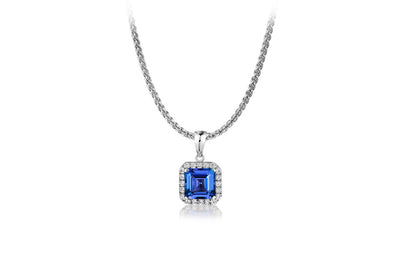 Square Emerald Micro Set Halo Pendant