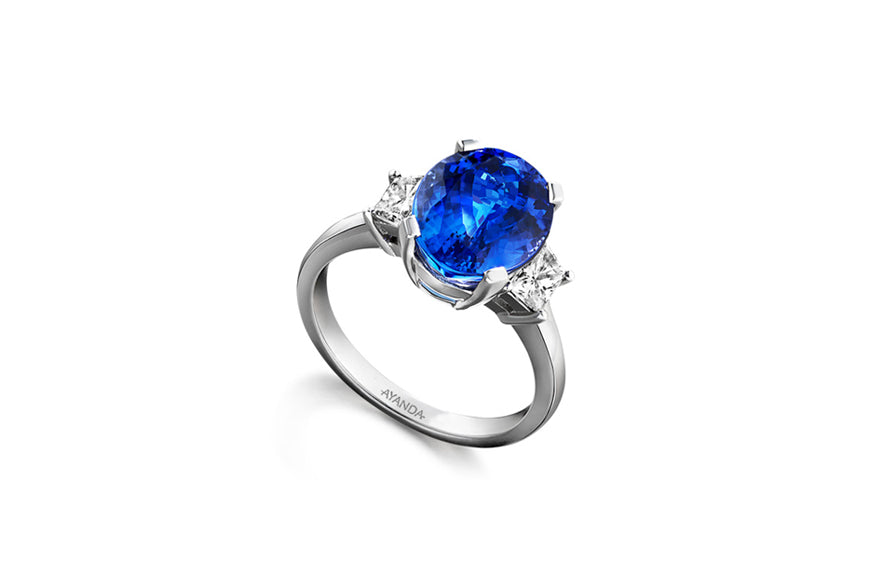 Oval Tanzanite Trilogy Ring
