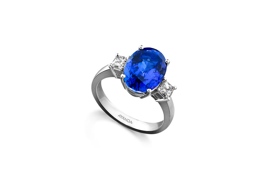 Oval Tanzanite Trilogy Ring