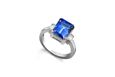 Emerald Tanzanite Trilogy Ring
