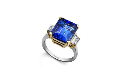 Emerald Tanzanite Trilogy Ring