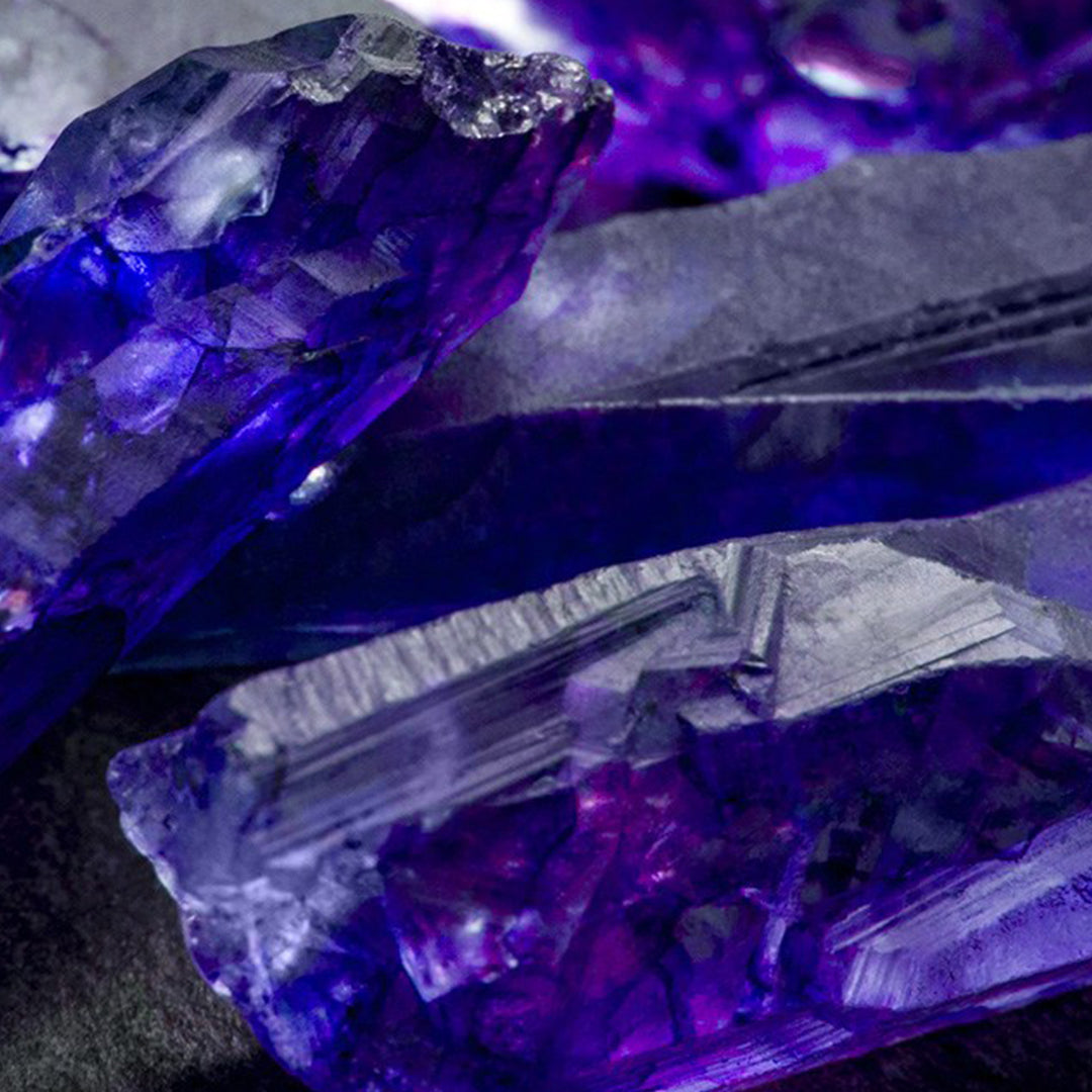 Close up of Rough Tanzanites
